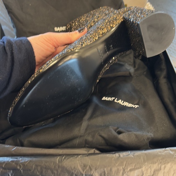 BNIB SAINT LAURENT “LOULOU” GLITTER ANKLE BOOTS size 9/39- retail $1295USD - Picture 12 of 16